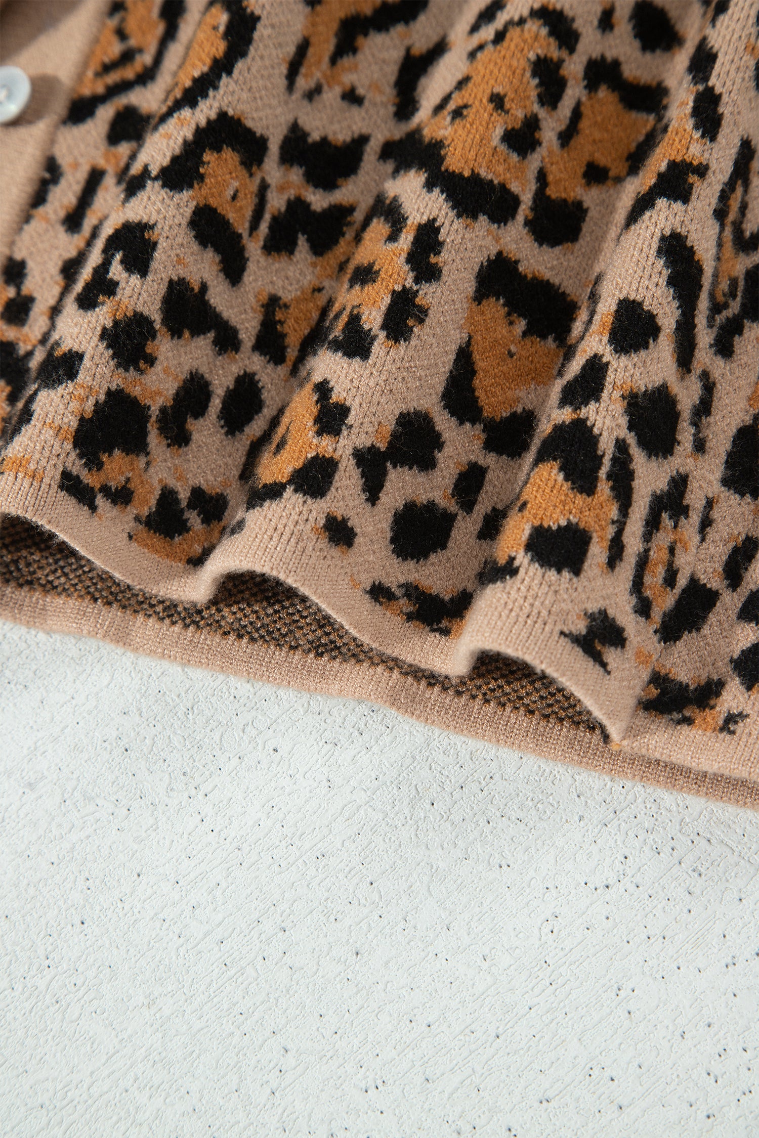 Brown Leopard Print Button-Up Cardigan Long Sleeve Cardigans