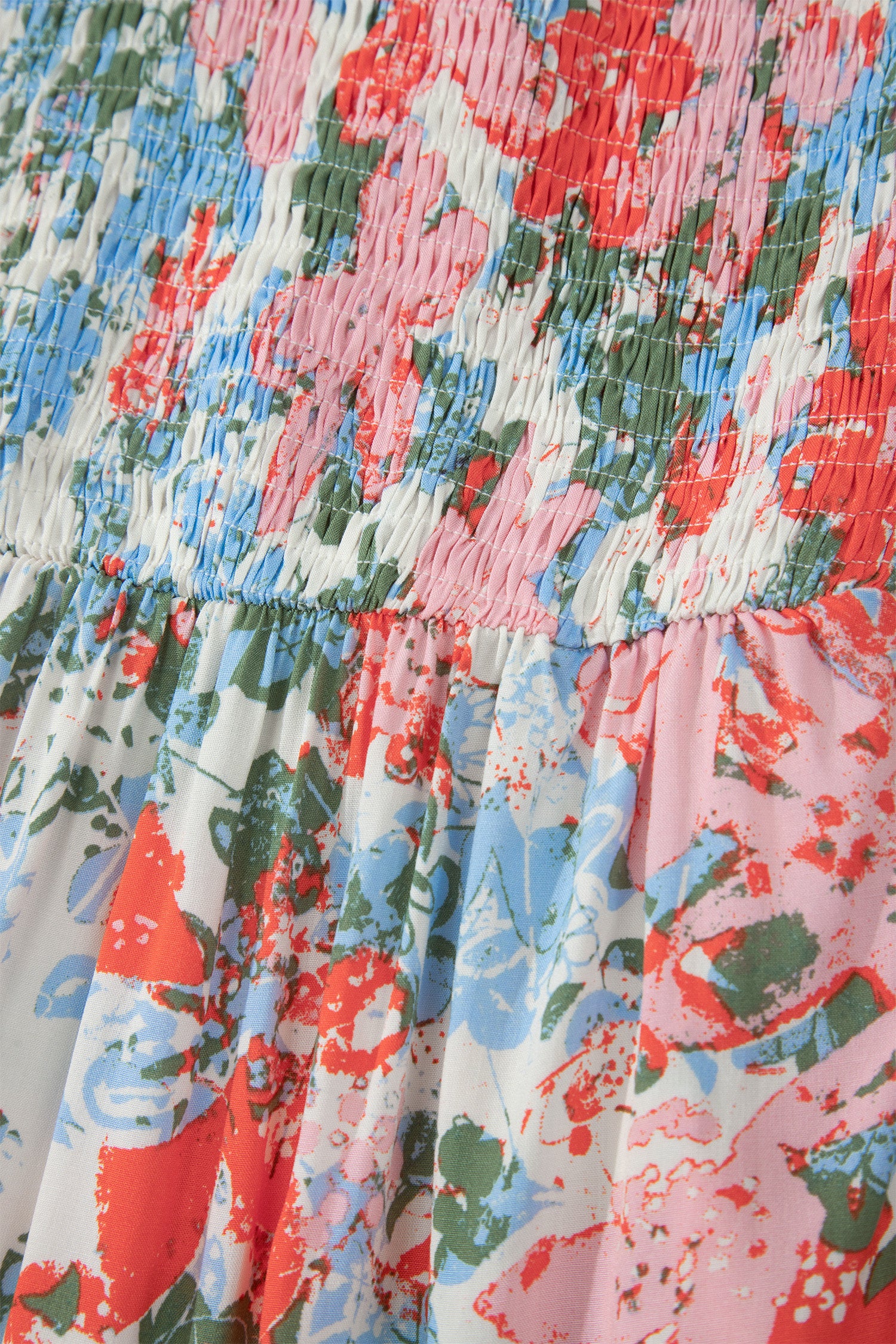 Apricot Floral Print V Neck Contrast Trim Flutter Sleeve Long Dress