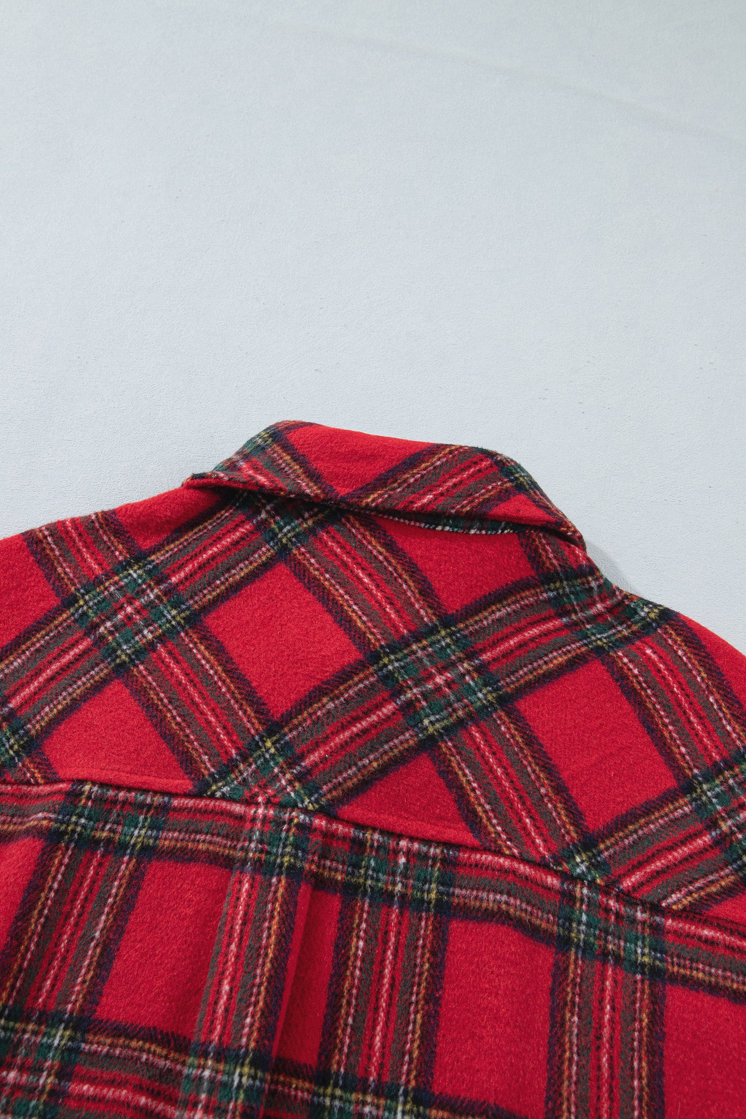 Red Plaid Button Front Shacket