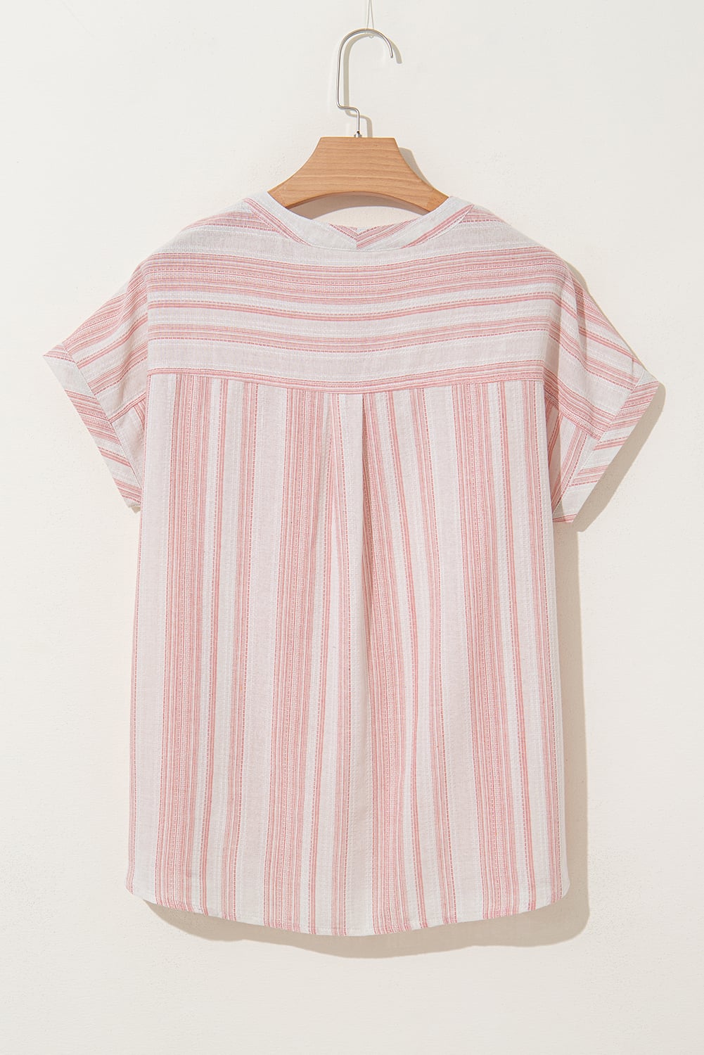 Fiery Red Breathable Gauze Half Button Short Sleeve Casual Blouse