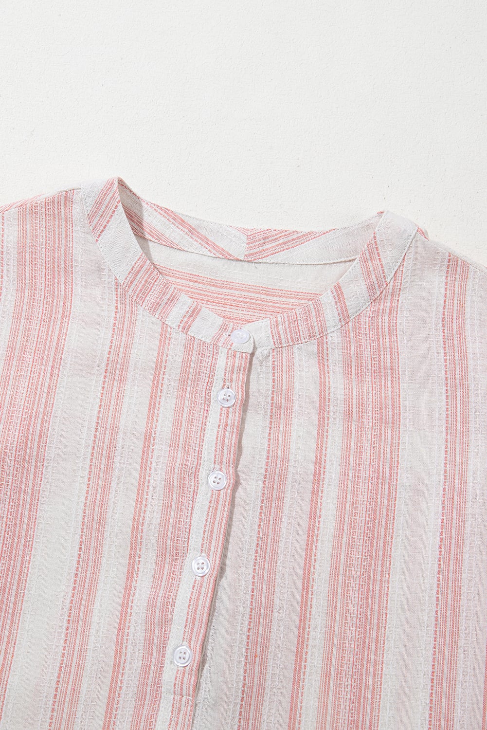 Fiery Red Breathable Gauze Half Button Short Sleeve Casual Blouse