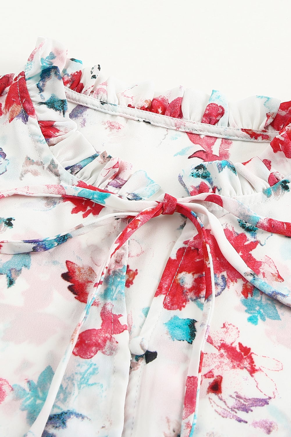 Fiery Red Cakewalk Floral Smocked Blouse