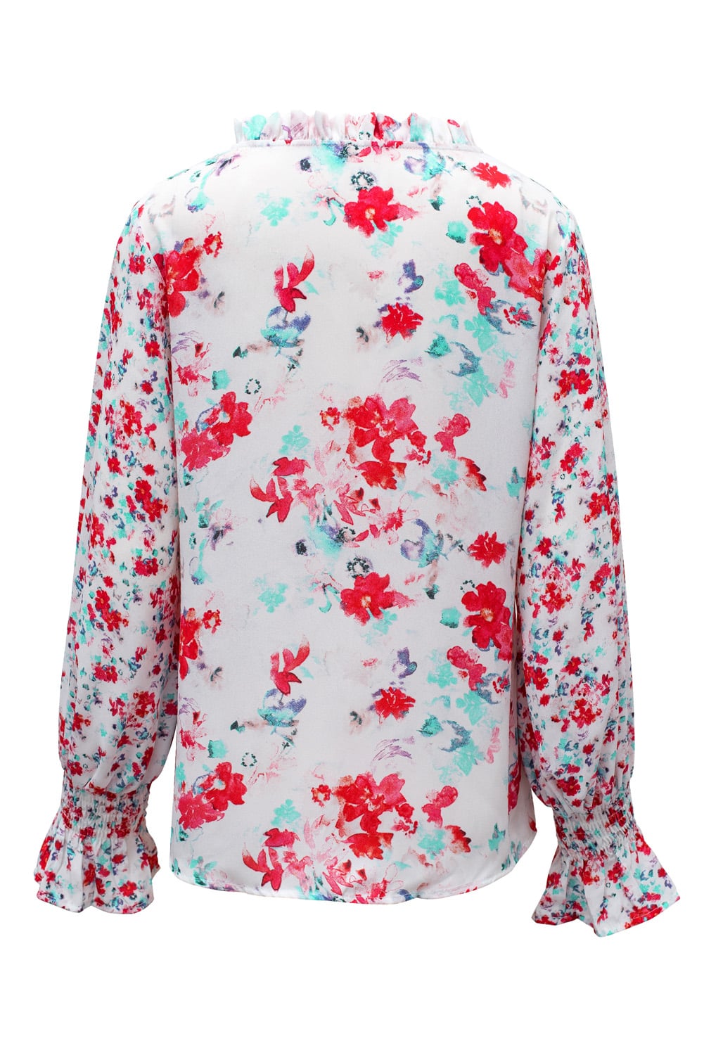 Fiery Red Cakewalk Floral Smocked Blouse
