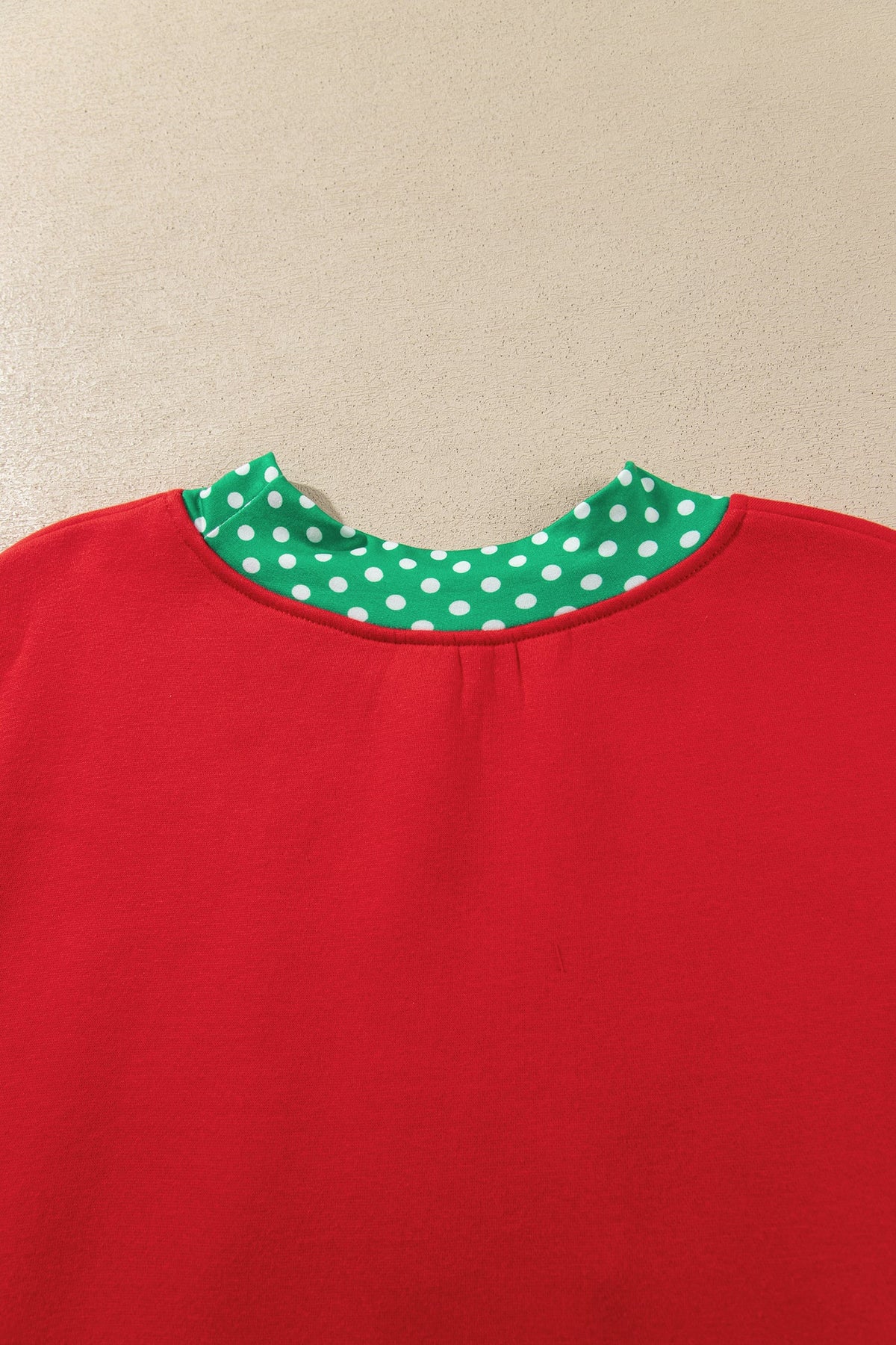 Fiery Red Casual Polka Dot Patchwork Letter Graphic Plus Size Sweatshirt