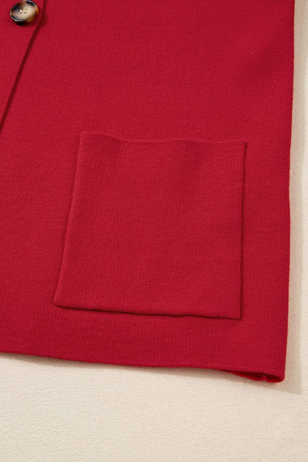 Fiery Red Collared Button Front Wrapped Cardigan Jacket
