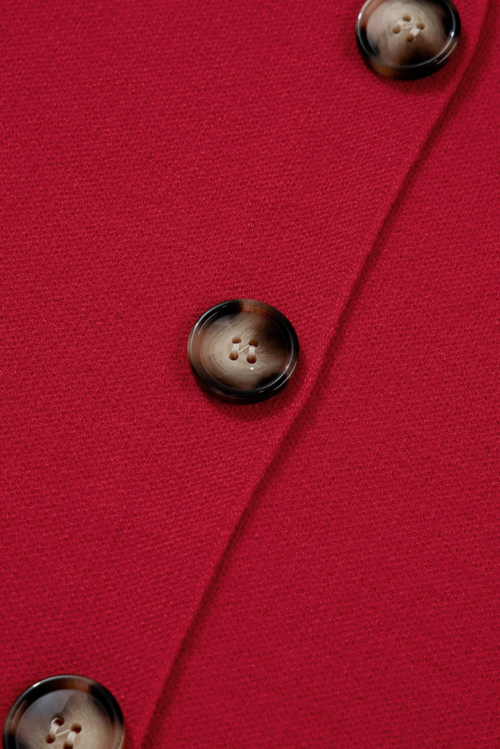Fiery Red Collared Button Front Wrapped Cardigan Jacket