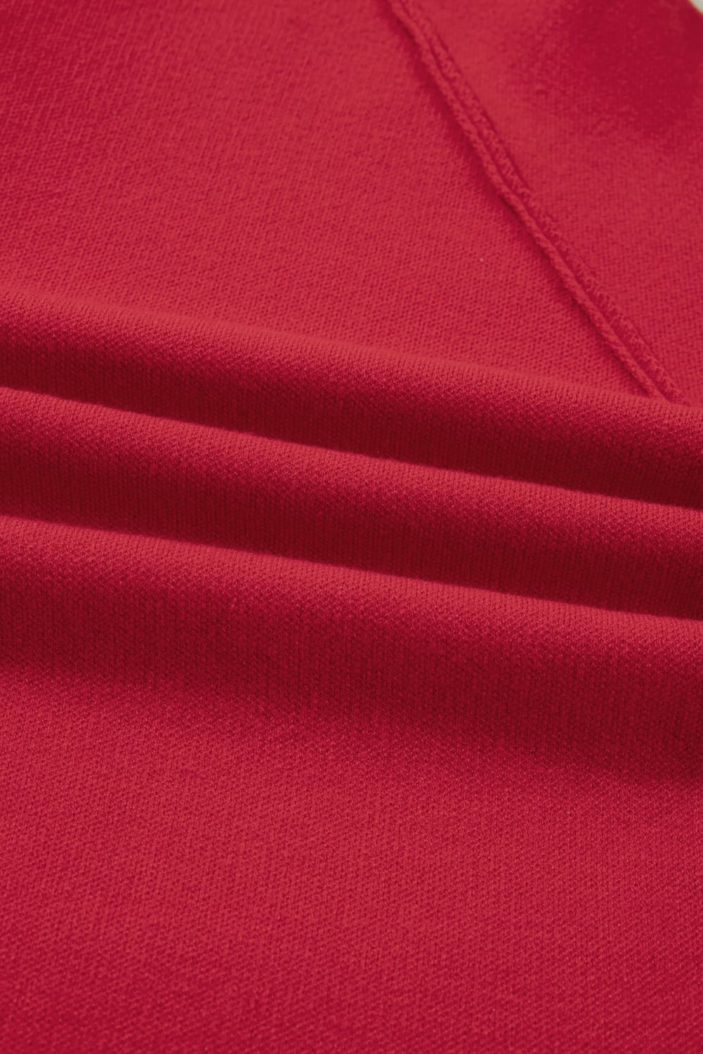 Fiery Red Collared Button Front Wrapped Cardigan Jacket