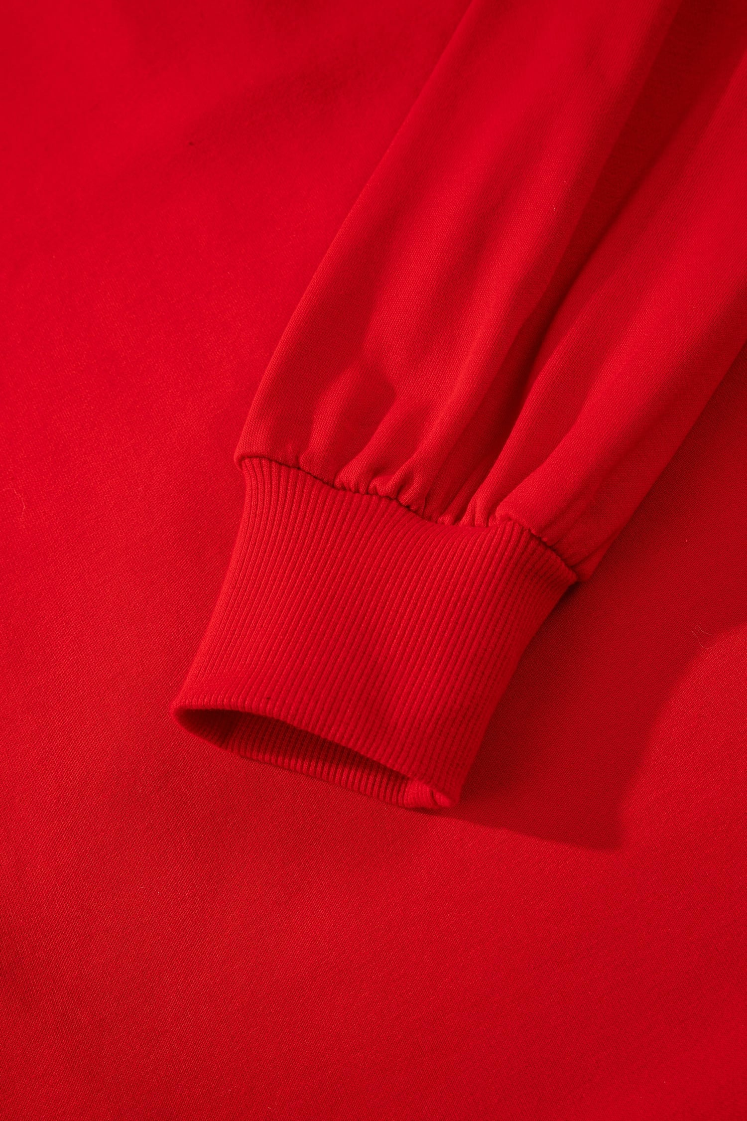 Fiery Red Contrast Striped Collar Patchwork Puff Sleeve Ruffle Hem Mini Dress
