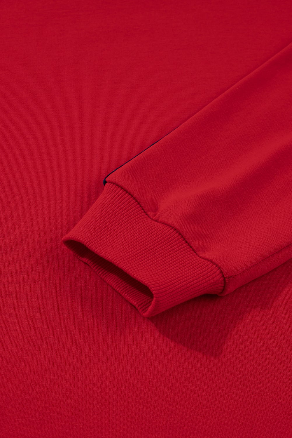 Fiery Red Contrast Striped Detail Varsity Sweatshirt