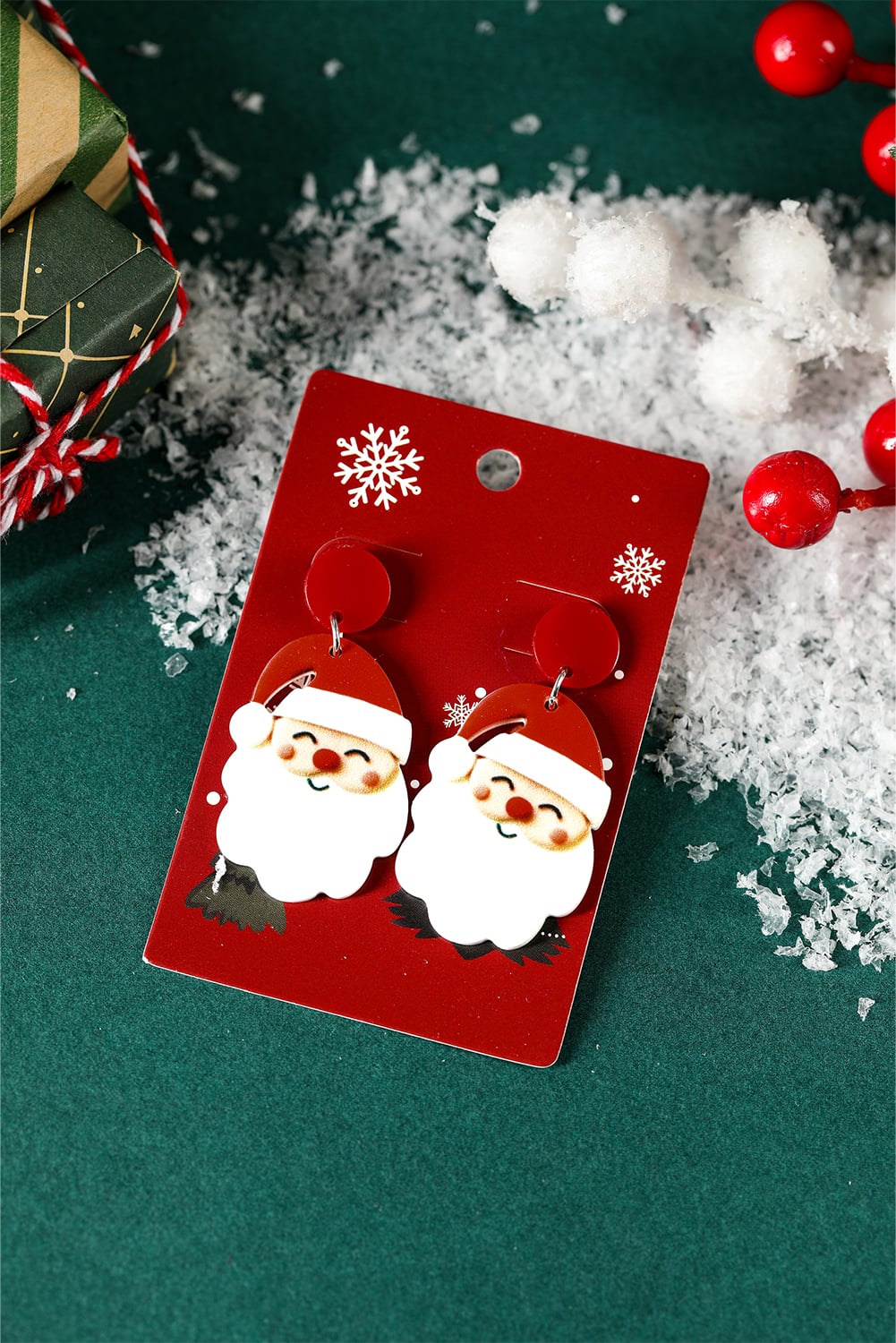 Fiery Red Father Christmas Dangle Earrings