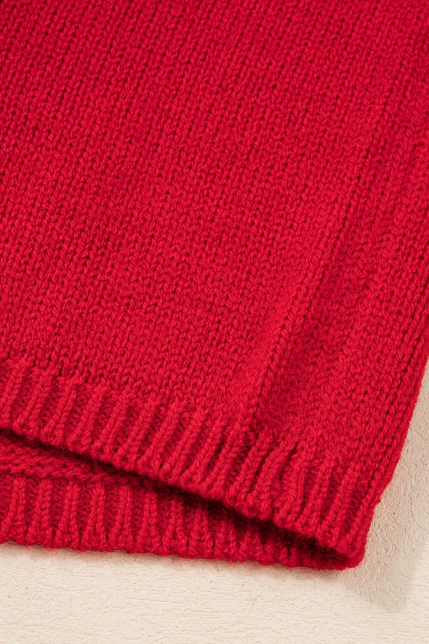 Fiery Red Festive Bow Backless Bubble Sleeve Sweater
