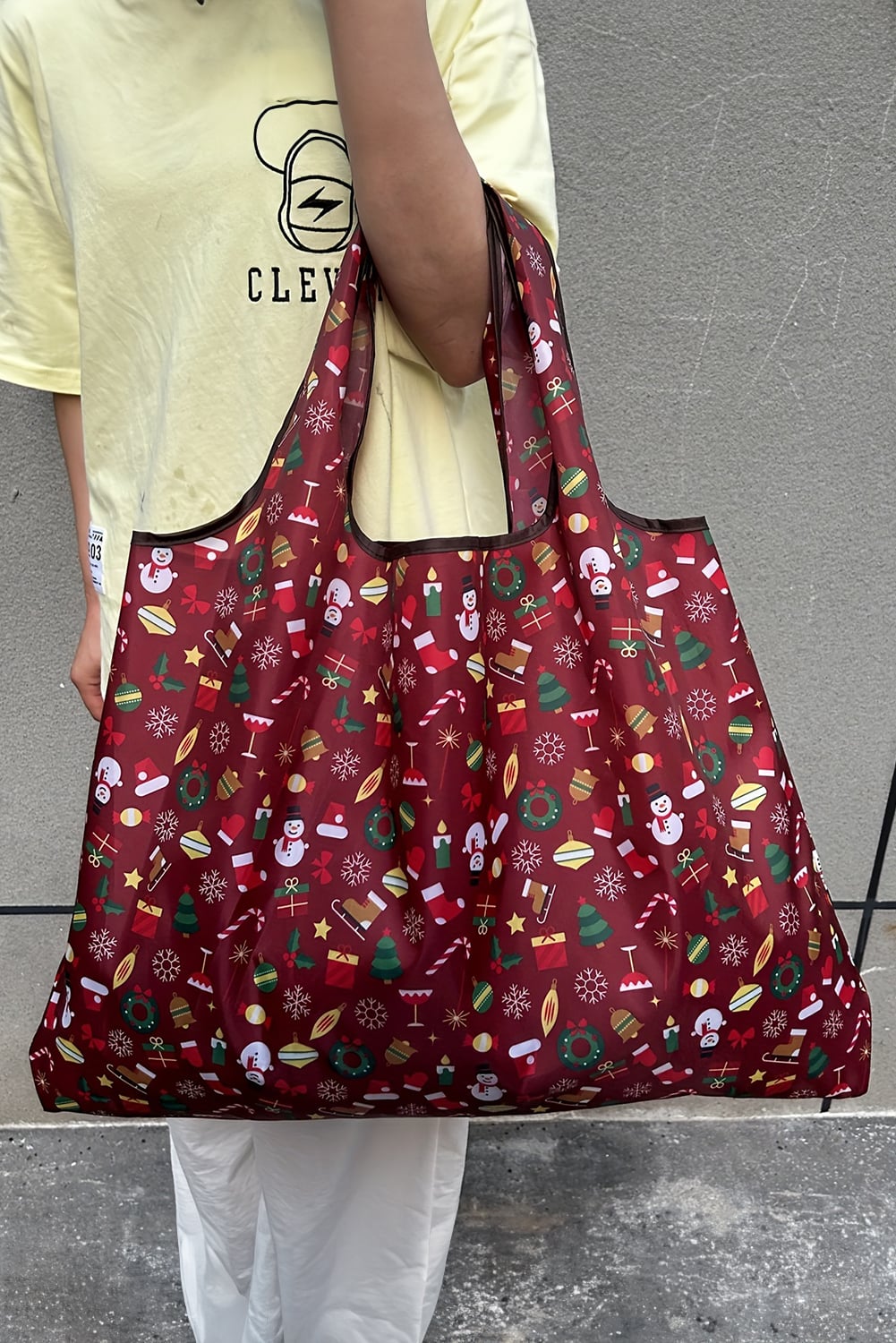 Fiery Red Large Foldable Christmas Holiday Reusable Oxford Bag