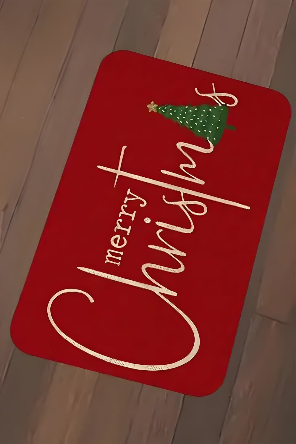 Fiery Red Merry Christmas Print Absorbency Entrance Mat