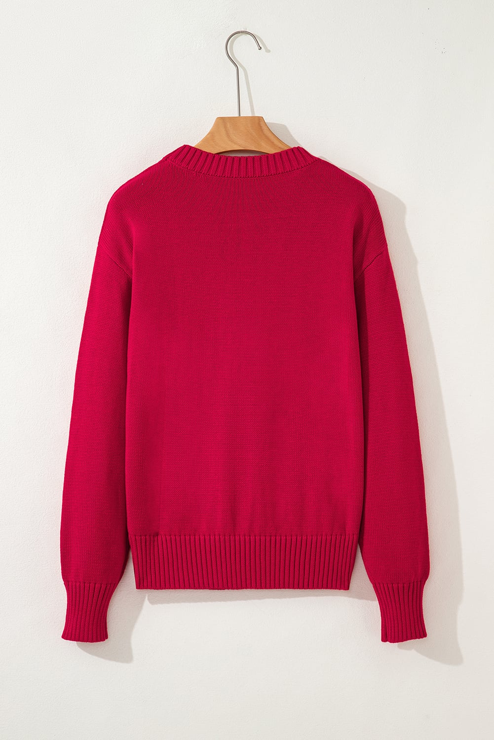 Fiery Red MERRY Letter Pattern Christmas Holiday Baggy Sweater