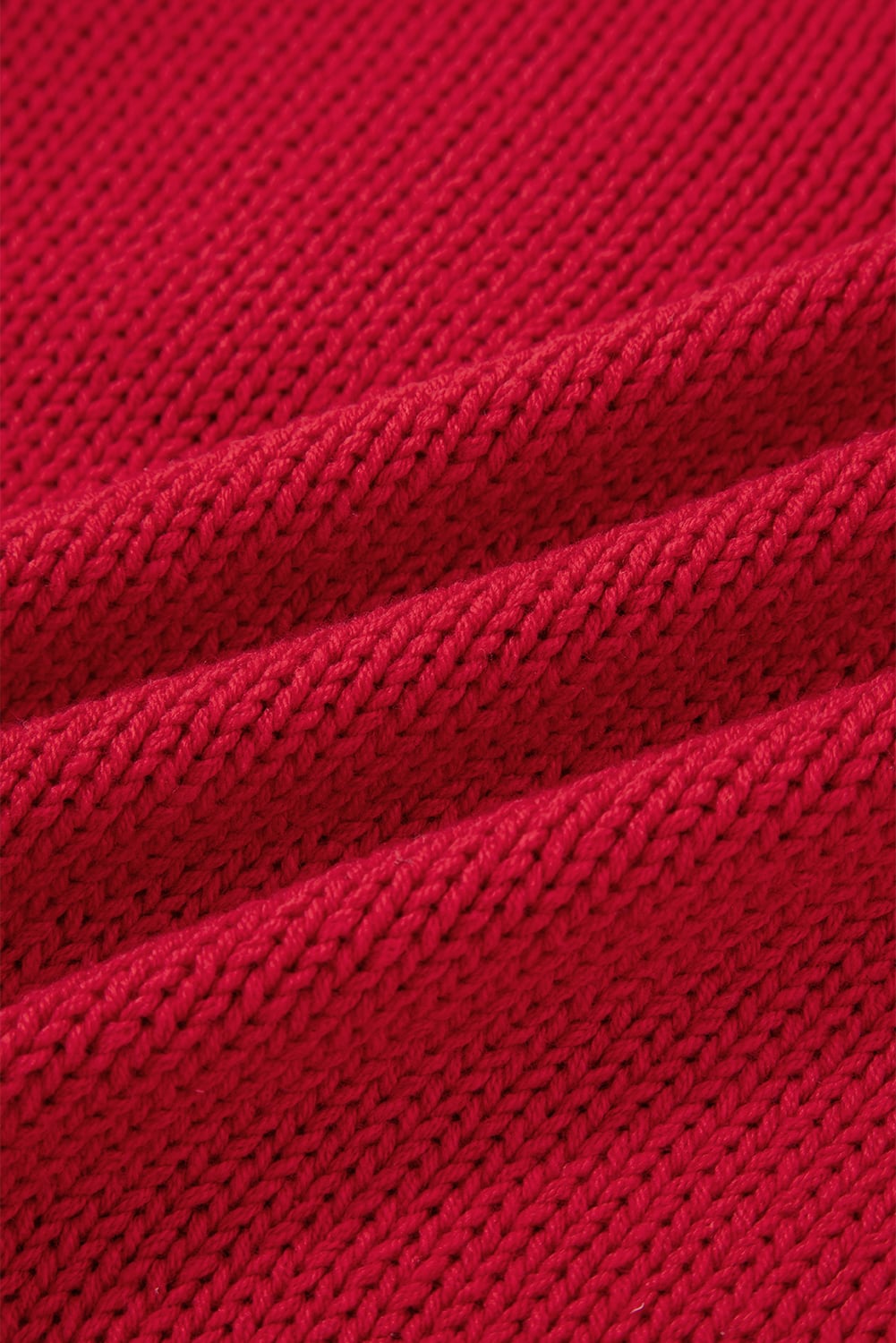 Fiery Red MERRY Color Block Edge Drop Shoulder Cozy Sweater