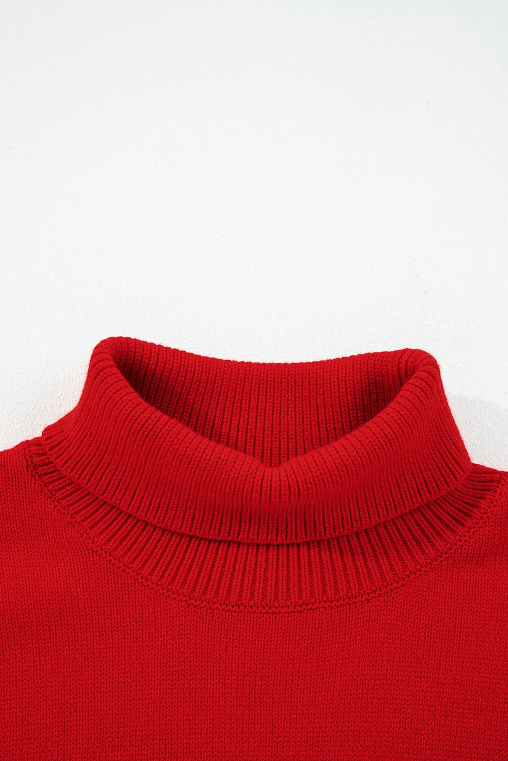 Fiery Red Merry Snowflake Pattern Christmas Turtleneck Sweater