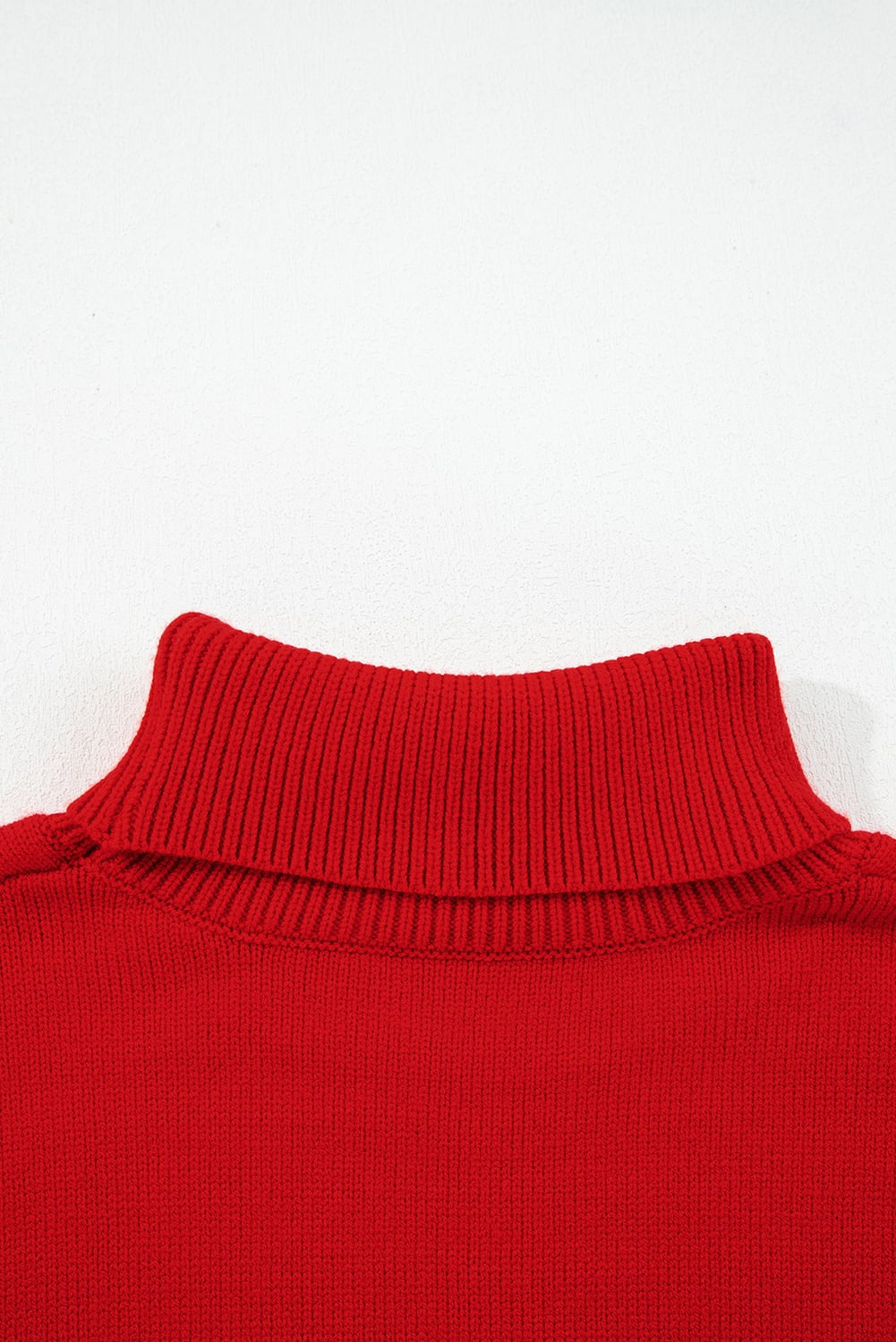 Fiery Red Merry Snowflake Pattern Christmas Turtleneck Sweater