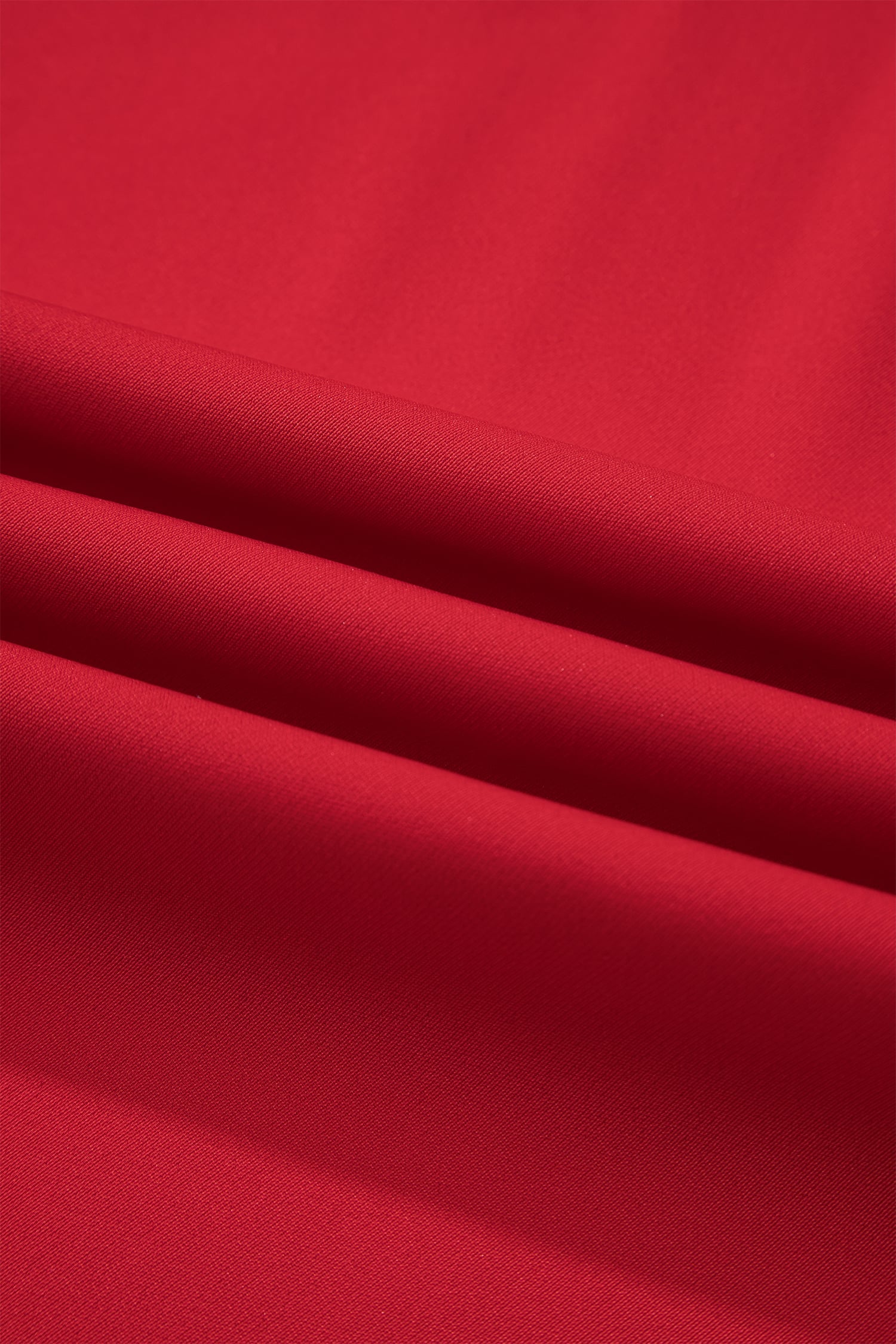 Fiery Red Pleated Detail Pull On High Elastic Waist Loose Straight Pants