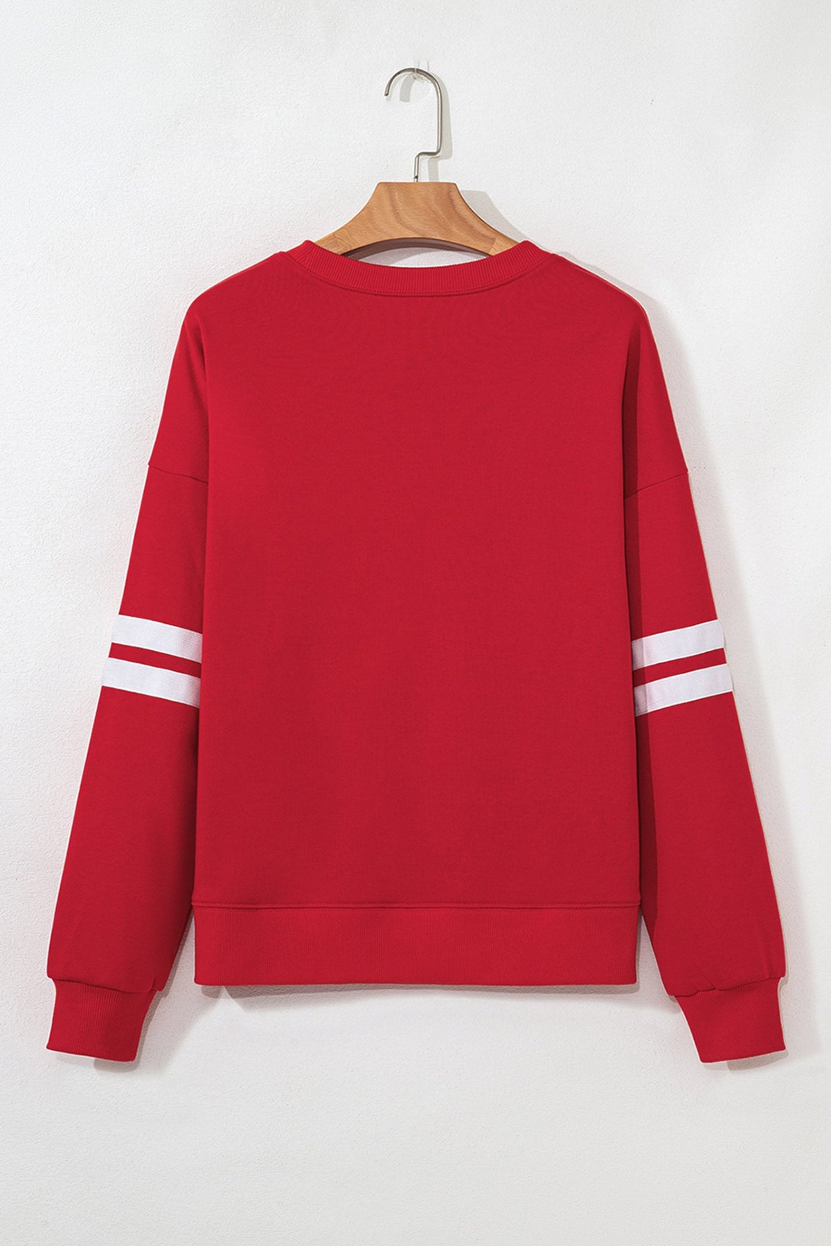 Fiery Red Sequin Ornament Oversized Varsity Sweatshirt