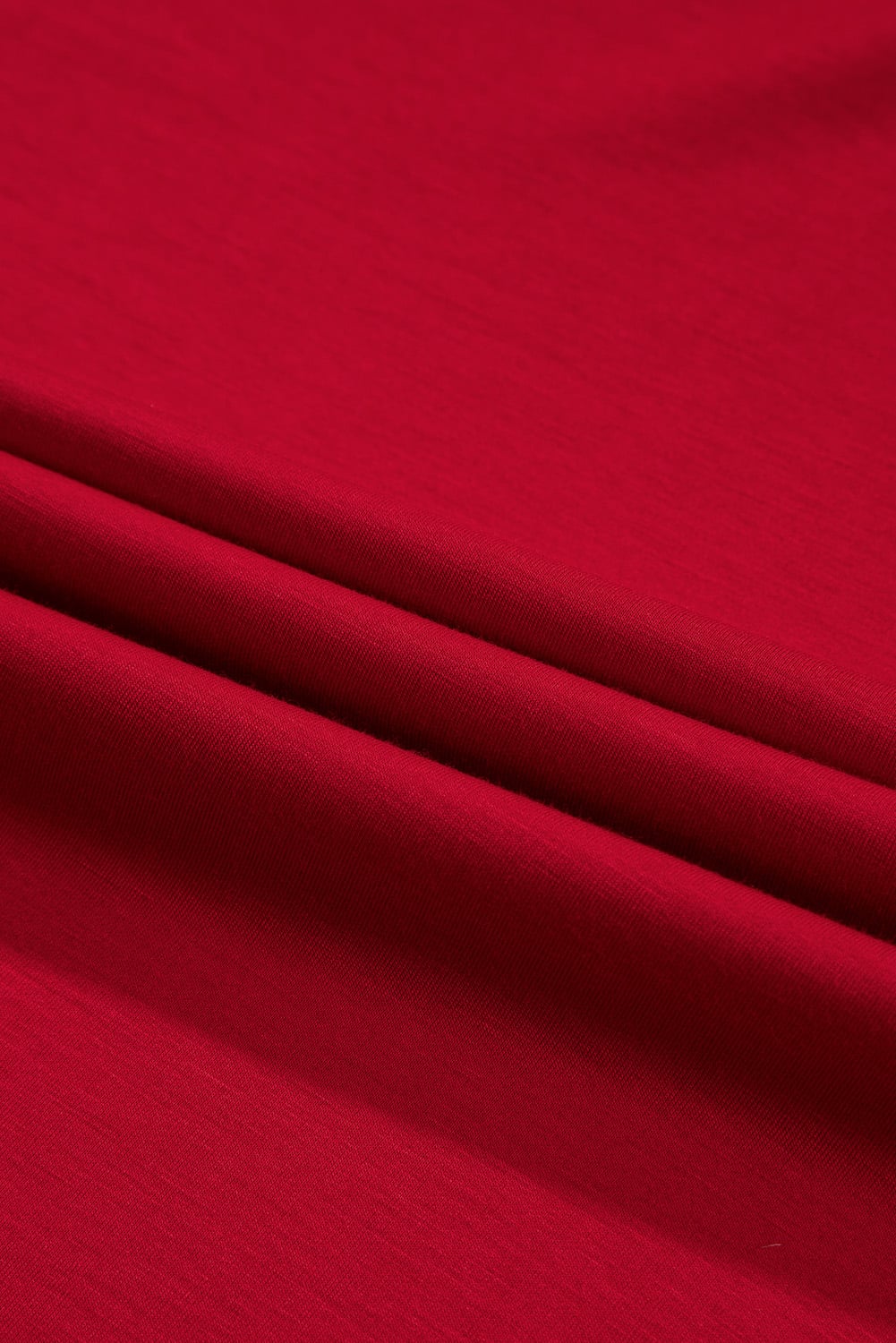 Fiery Red Solid Color Ruched Detail Long Sleeve Midi Dress