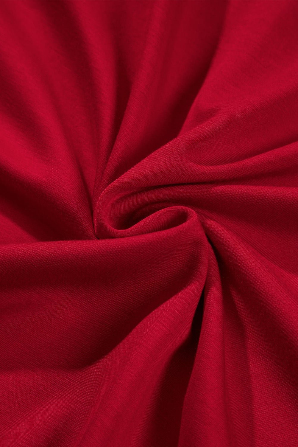 Fiery Red Solid Color Ruched Detail Long Sleeve Midi Dress