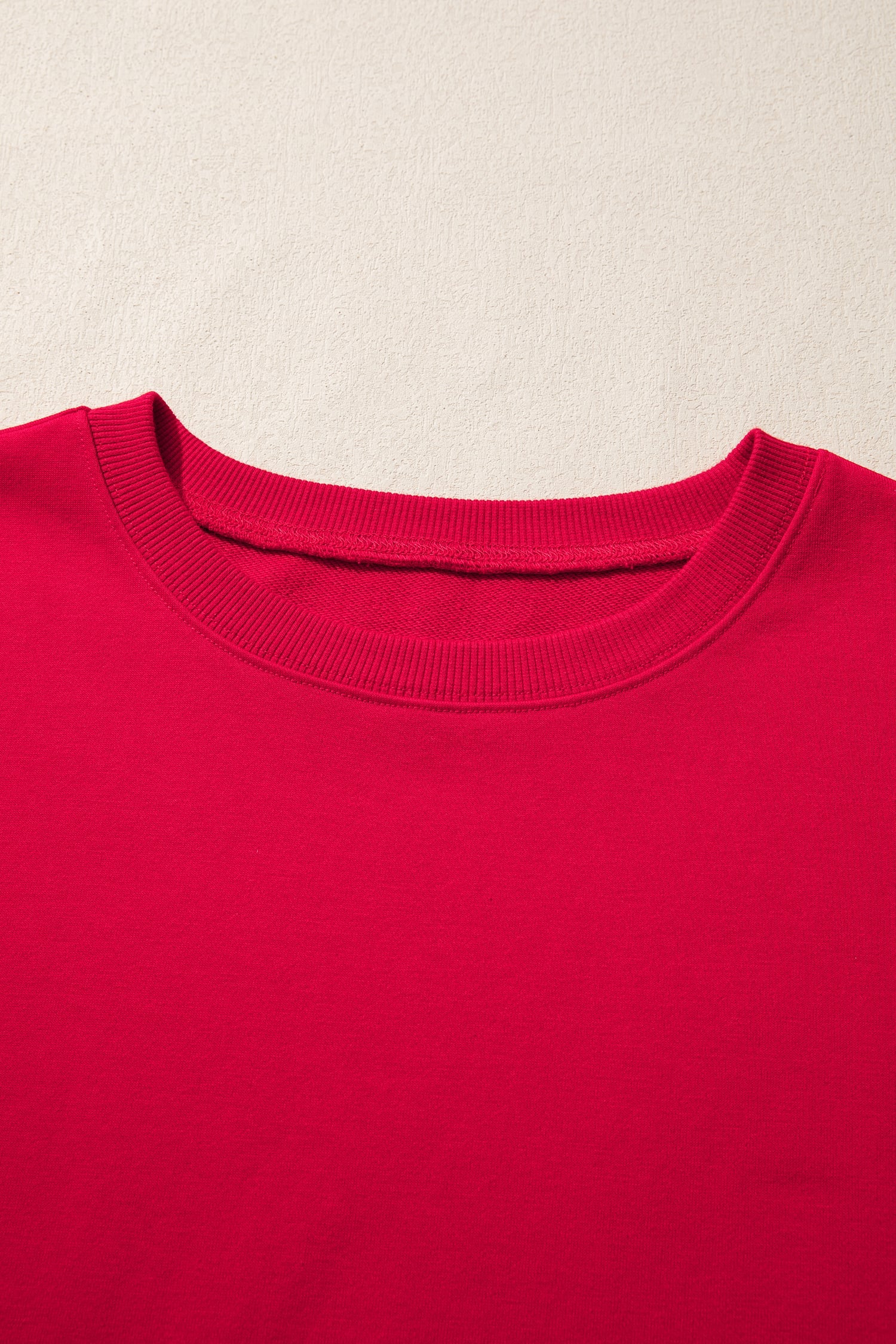 Fiery Red Striped Patchwork Sleeve Colorblock Sweatshirt