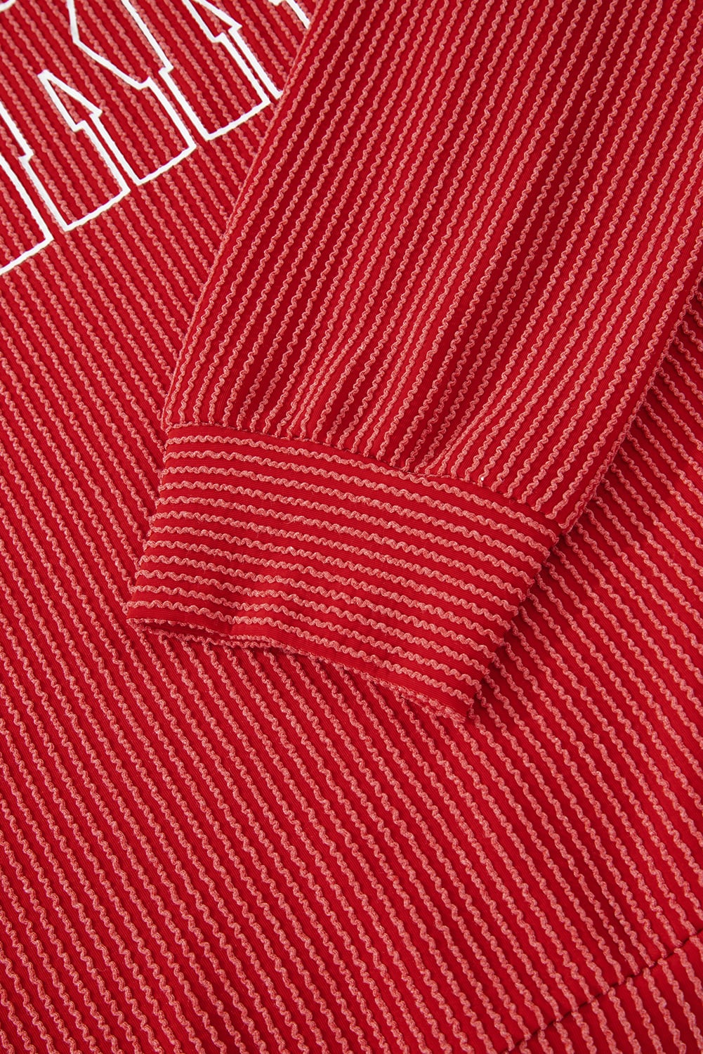 Fiery Red Twist Ribbed MERRY Letter Graphic Plus Size Pullover