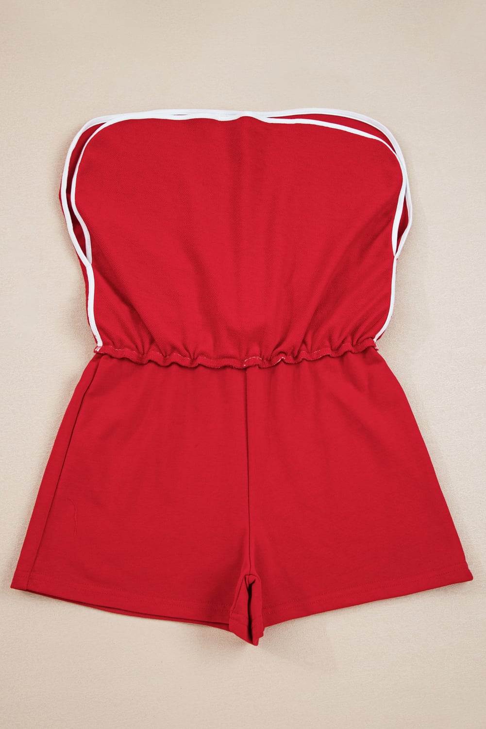 Fiery Red Varsity Stripe Detail Drop Shoulder Pullover Mini Skort Set