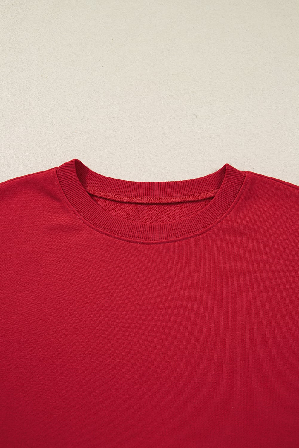 Fiery Red Varsity Striped Detail Crew Neck Plus Sweatshirt