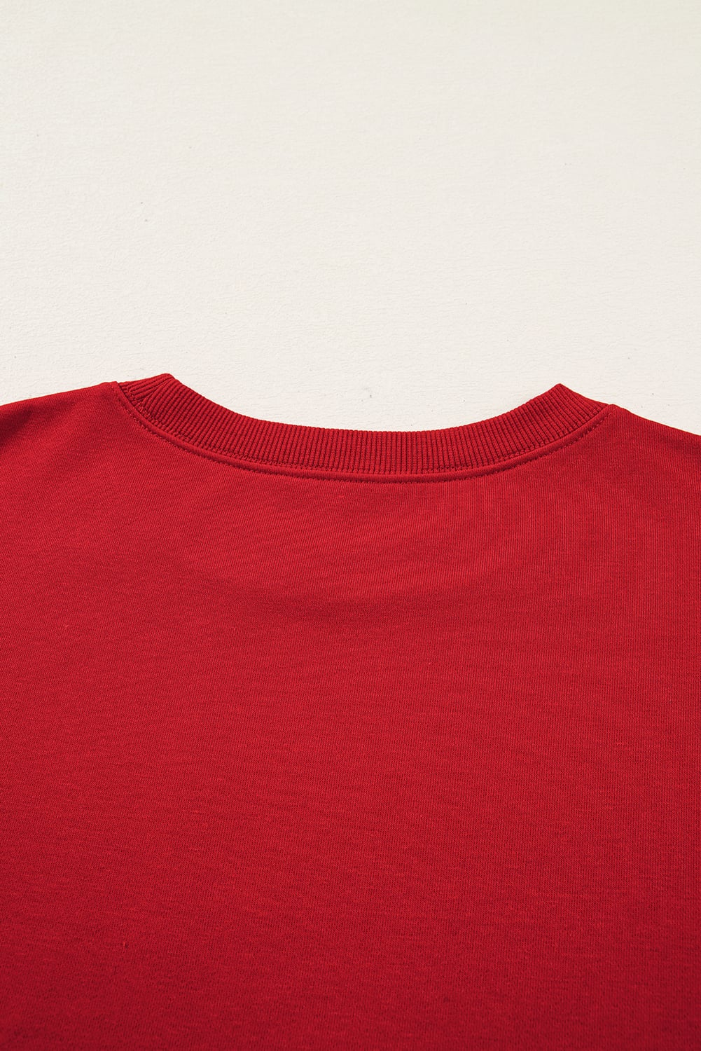 Fiery Red Varsity Striped Detail Crew Neck Plus Sweatshirt