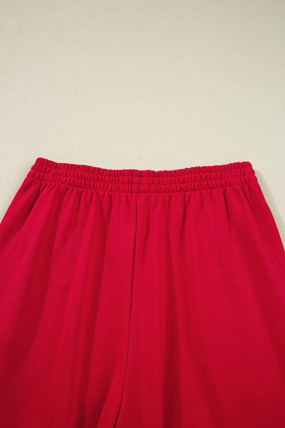 Fiery Red Varsity Striped Detail Crewneck Pullover Elastic Sweatpants 2pcs Outfit