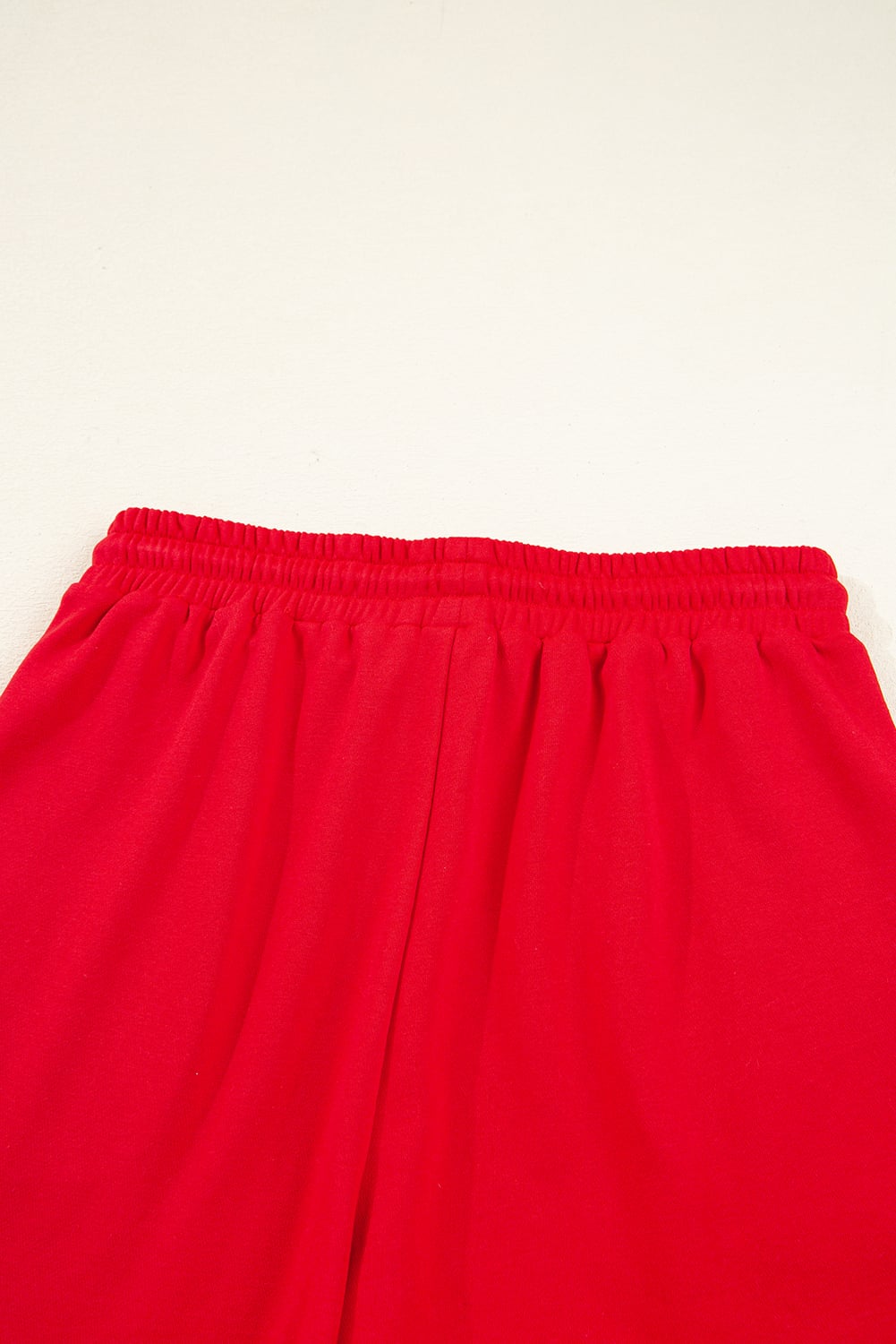 Fiery Red Varsity Striped Sleeve Drop Shoulder Sweatshirt and Short Set