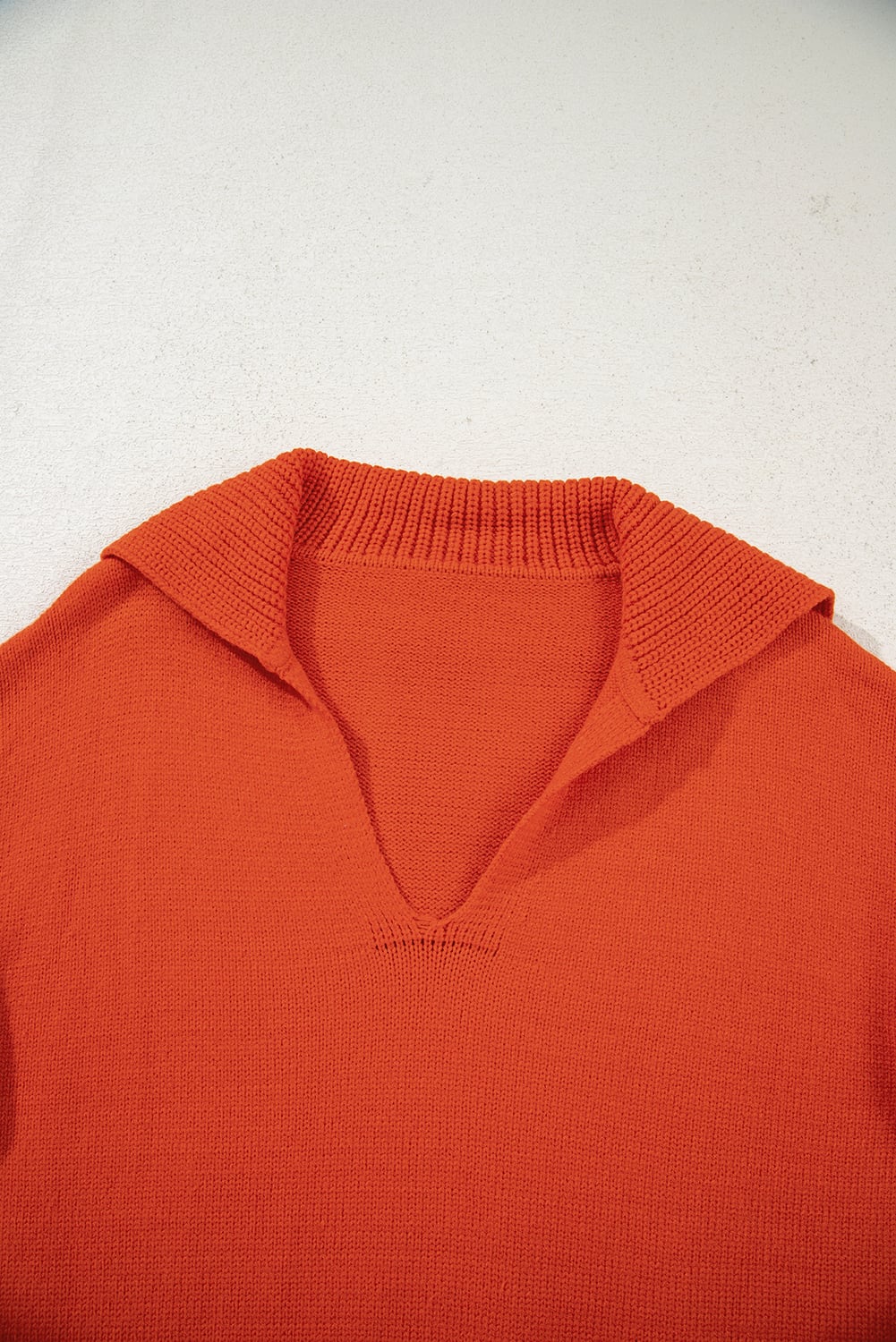 Flamingo Collared V Neck Ribbed Edge Sexy Elegant Sweater