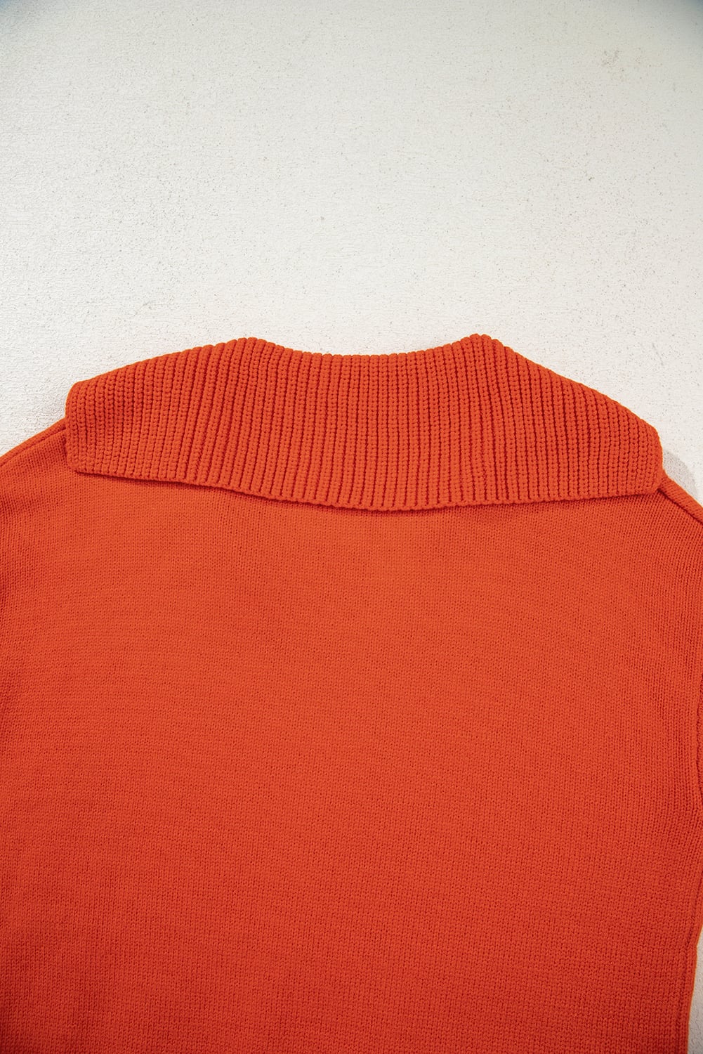 Flamingo Collared V Neck Ribbed Edge Sexy Elegant Sweater