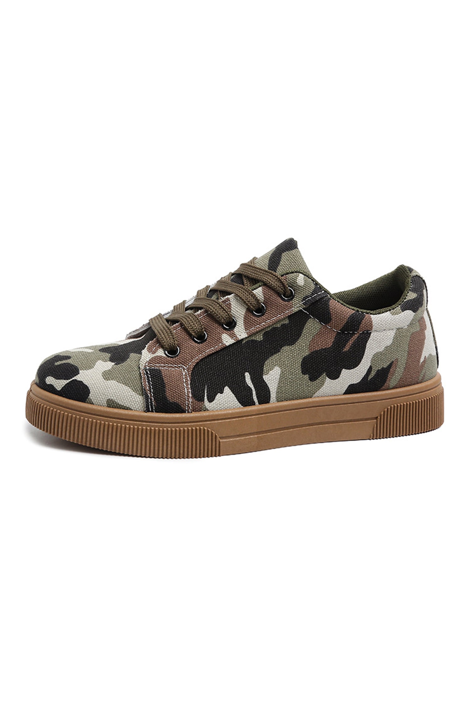 Four Leaf Clover Camouflage Print Lace-up Flat Shoes