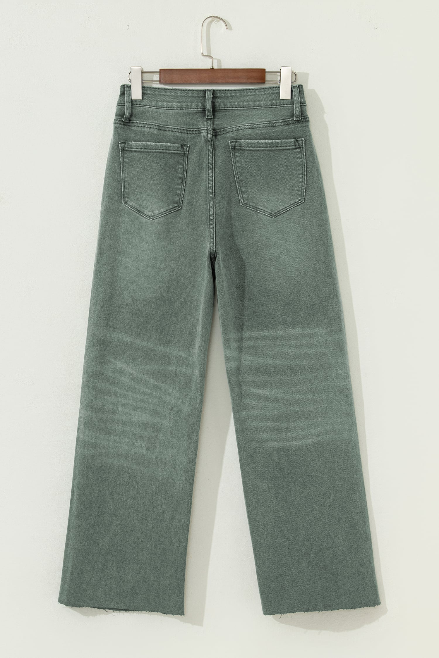 Four Leaf Clover Slight Distressed Raw Edge Wide Leg Jeans