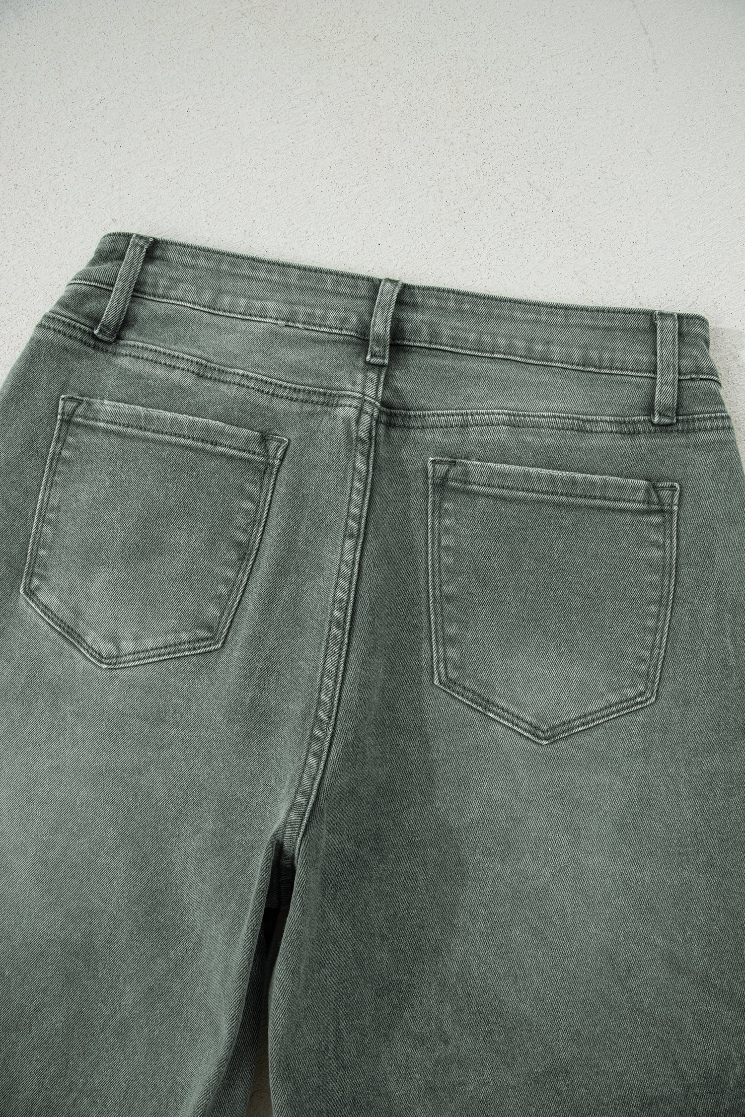 Four Leaf Clover Slight Distressed Raw Edge Wide Leg Jeans