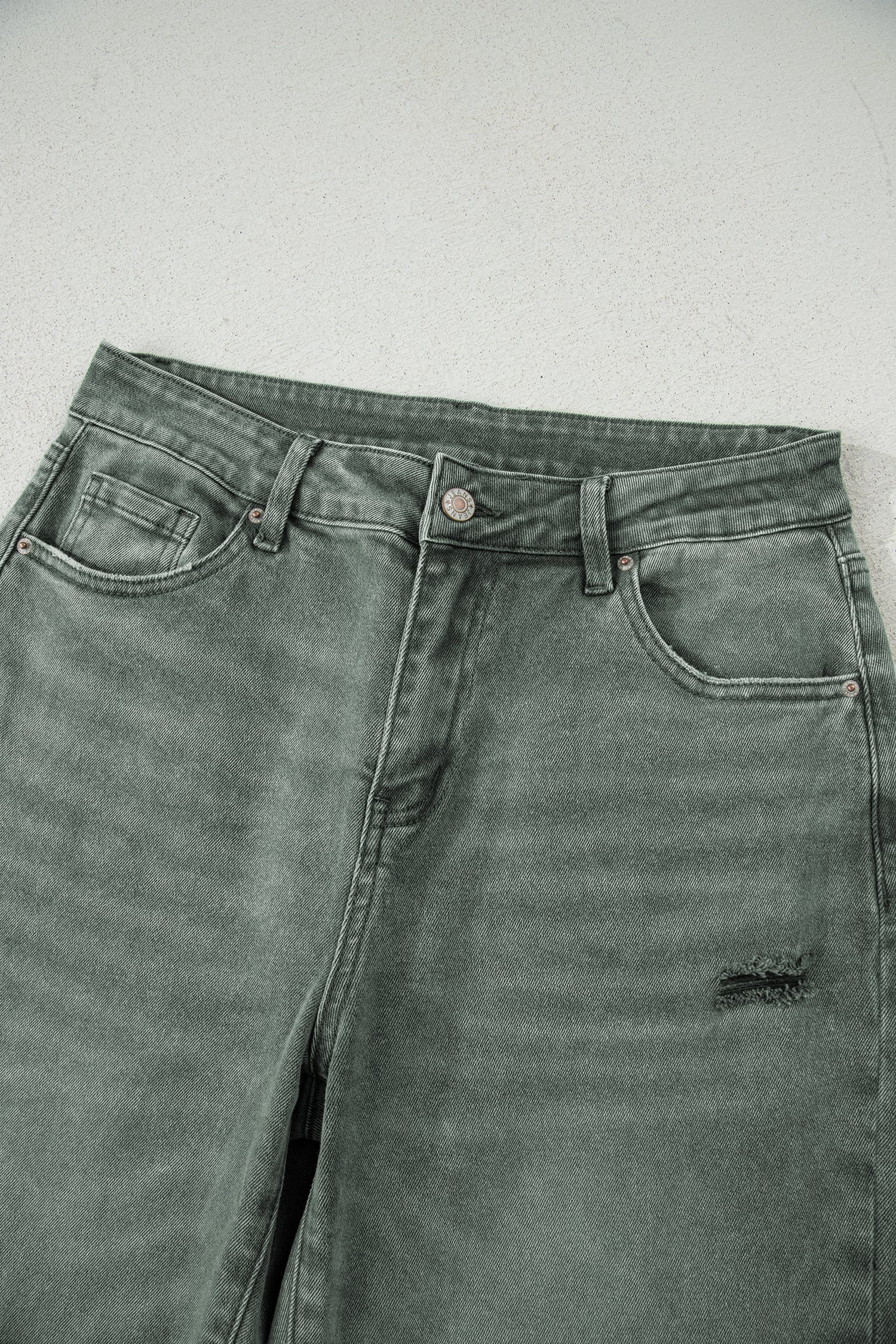 Four Leaf Clover Slight Distressed Raw Edge Wide Leg Jeans