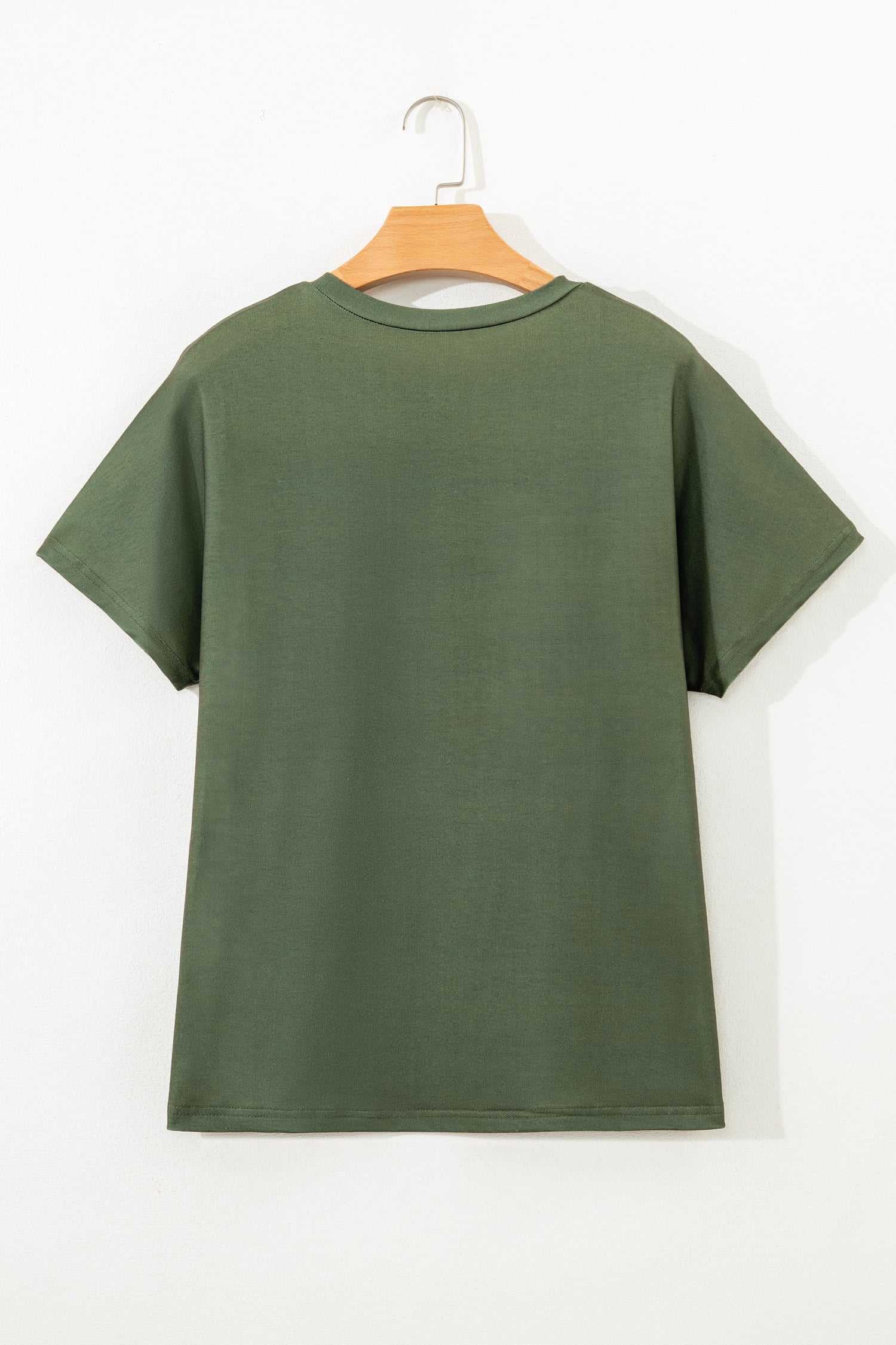 Four Leaf Clover Striped Half Buttons Crew Neck T-Shirt