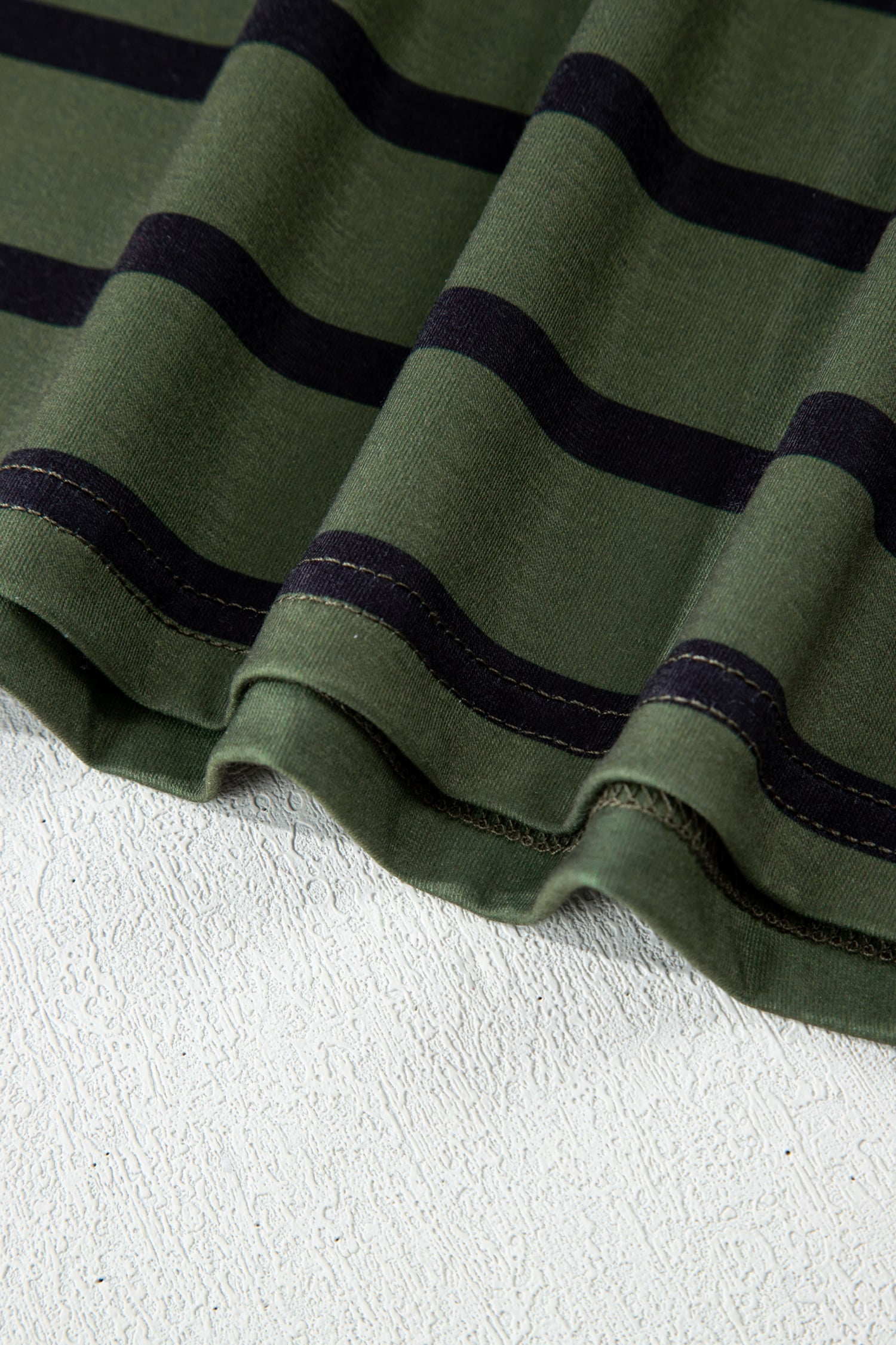 Four Leaf Clover Striped Half Buttons Crew Neck T-Shirt