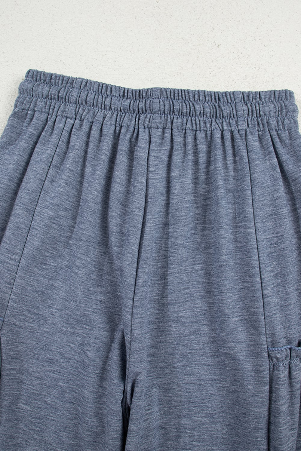Frilled Detail Wide Leg Drawstring Elastic Waistband Pants