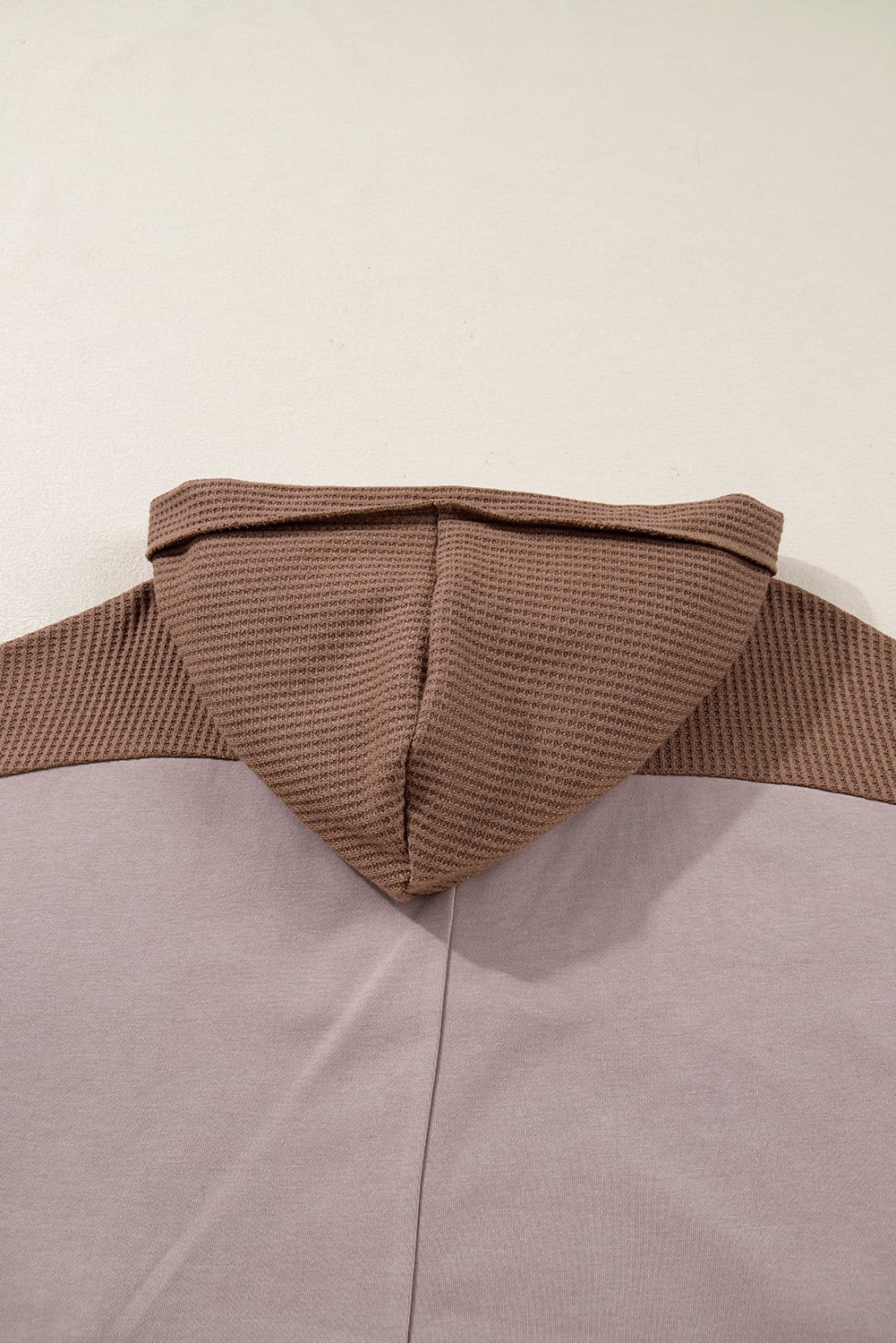 Goat Oversize Waffle Patchwork Exposed Seam Casual Hoodie