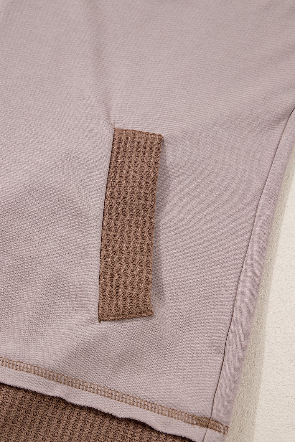 Goat Oversize Waffle Patchwork Exposed Seam Casual Hoodie