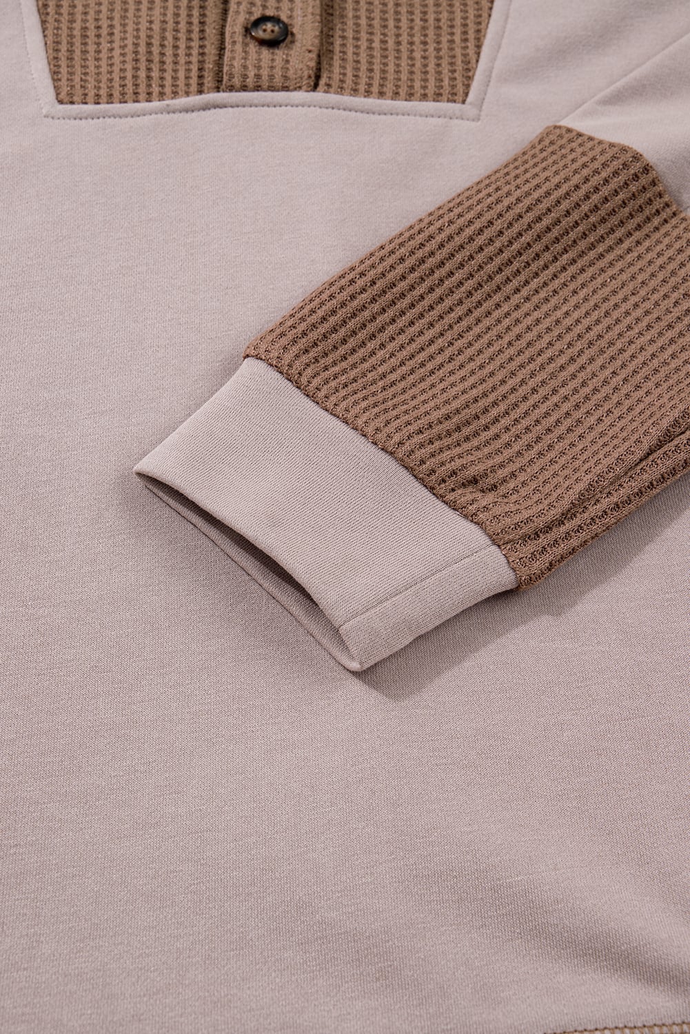 Goat Oversize Waffle Patchwork Exposed Seam Casual Hoodie