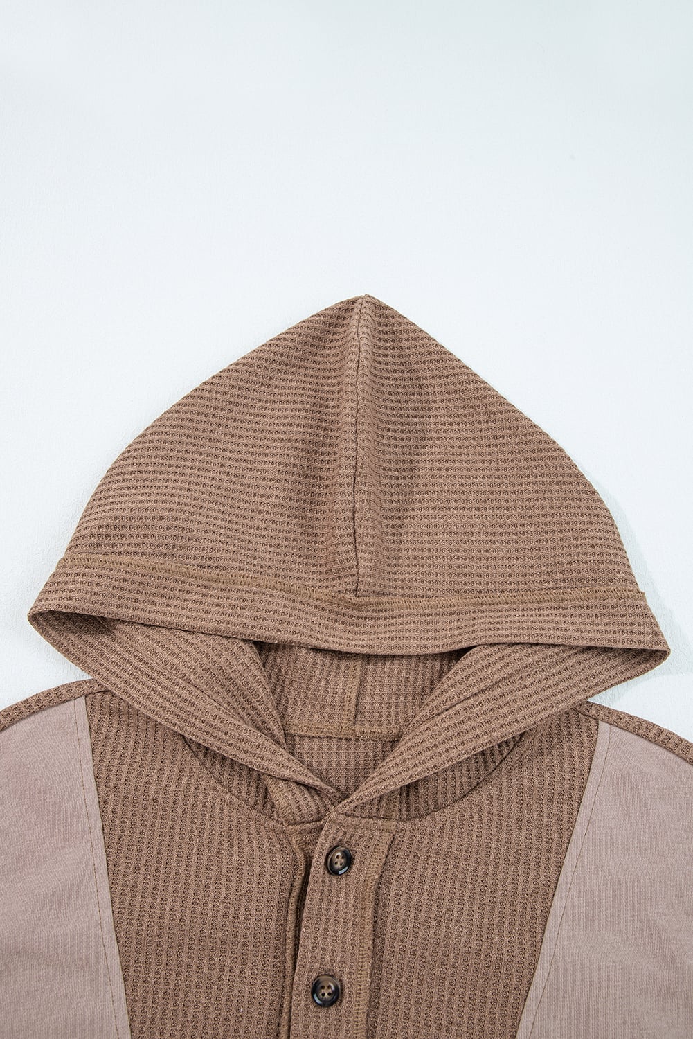 Goat Waffle Contrast Patchwork Plus Size Pocketed Hoodie