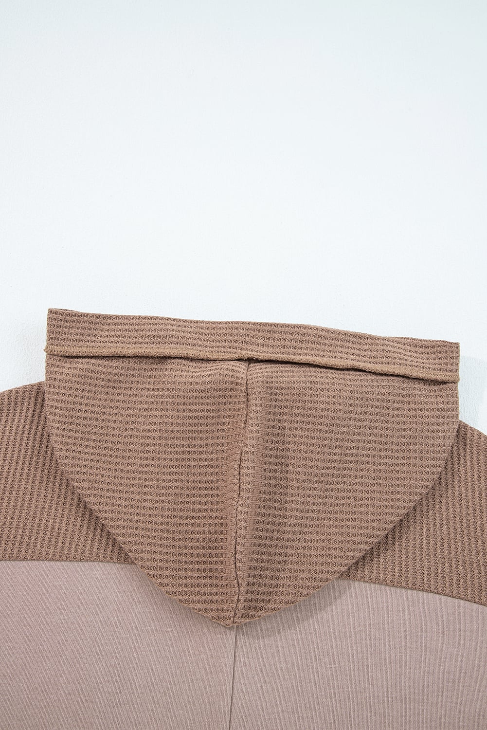 Goat Waffle Contrast Patchwork Plus Size Pocketed Hoodie