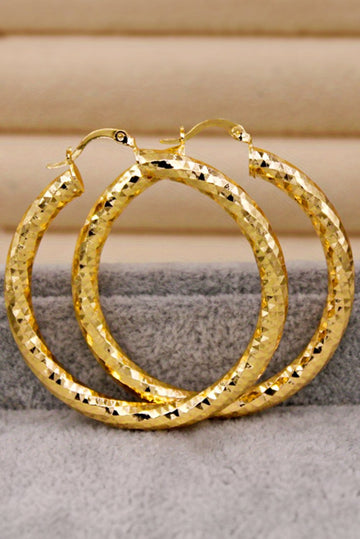 Gold Plated Diamond Cut Large Hoop Earrings