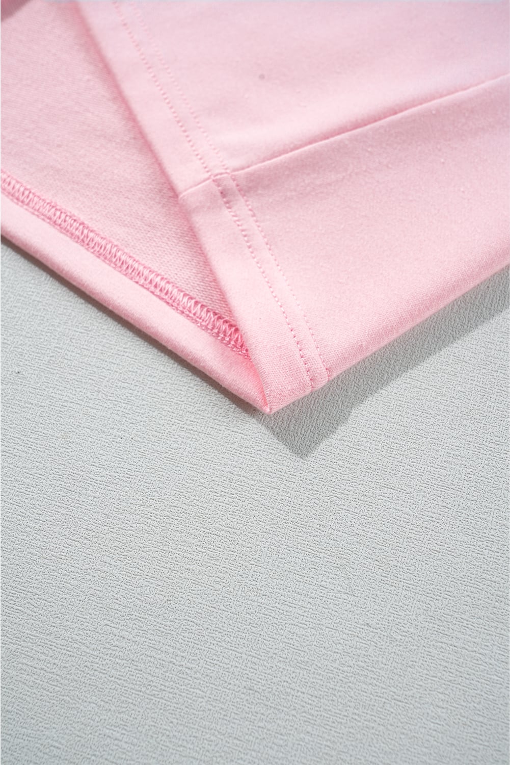 Gossamer Pink Color Block Half Buttoned Ruffled Short Sleeve T Shirt