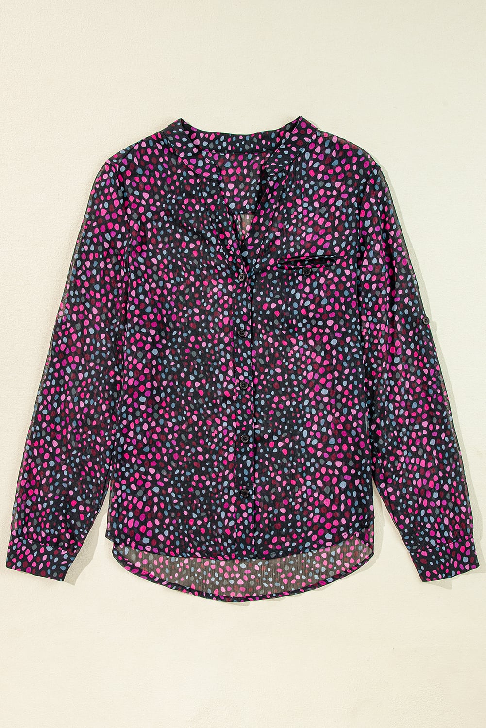 Grape Wine Polka Dot Printed Buttoned Casual Shirt
