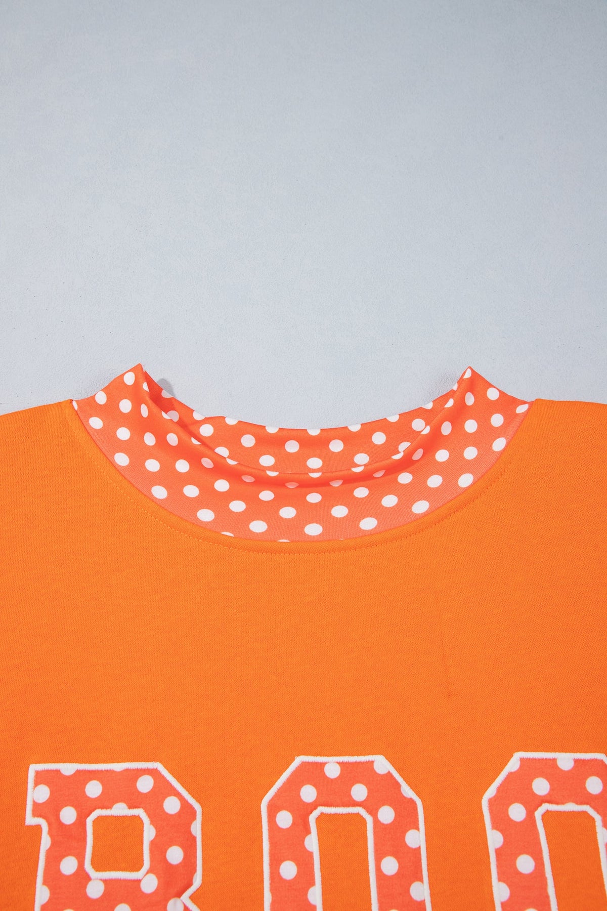 Grapefruit Orange Casual Polka Dot Patchwork Letter Graphic Plus Size Sweatshirt